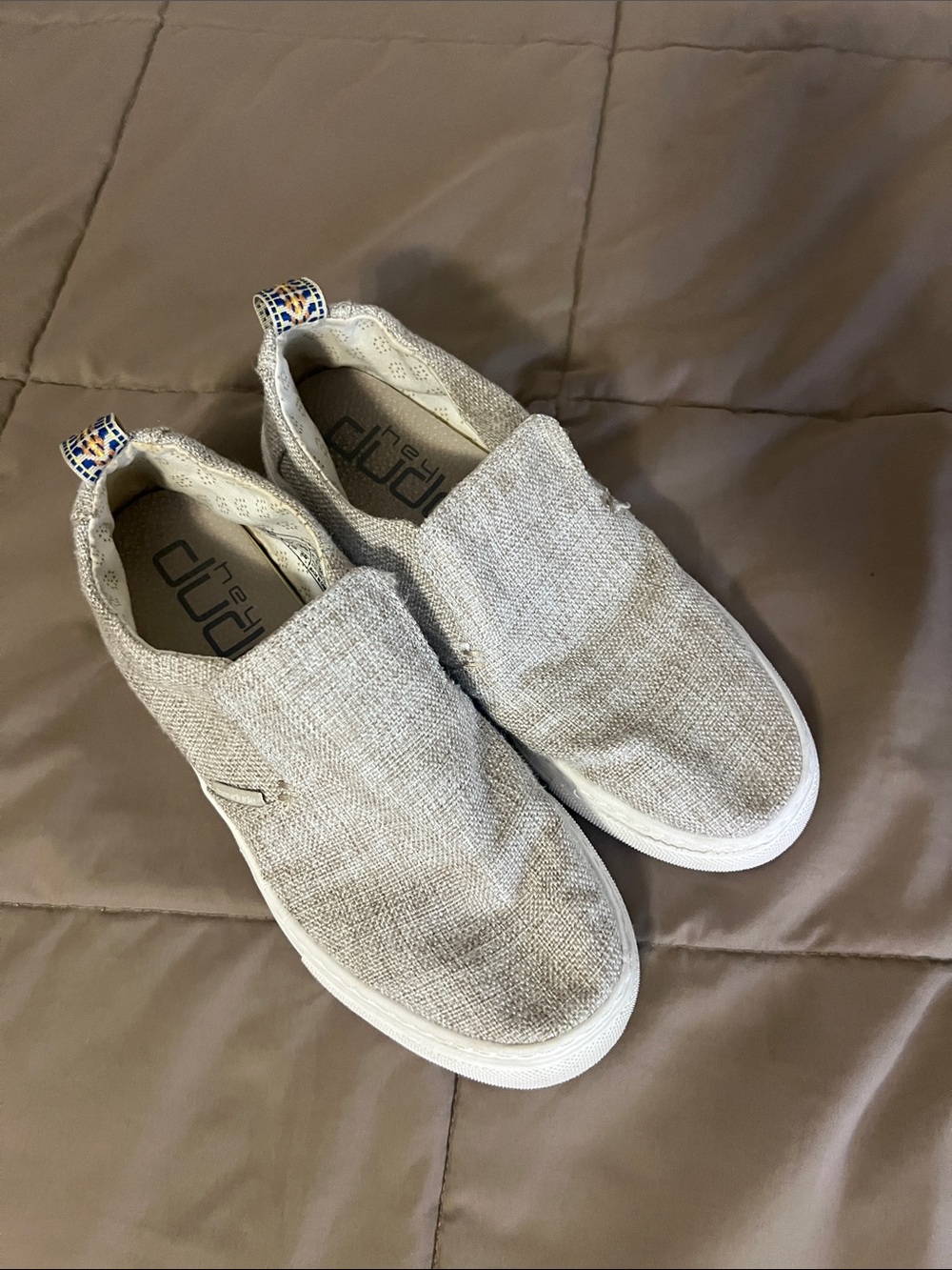 Hey Dude Women's Slip-On Loafers in Light Beige Gray